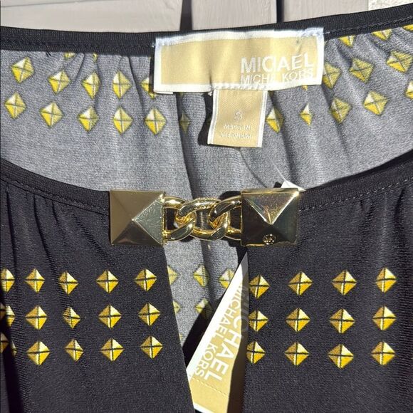 Michael Kors Black and Gold Graphic Blouse - Picture 4 of 8